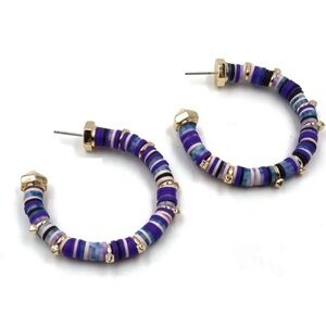 Gold Plated Rivet Colorful Hoop Earrings